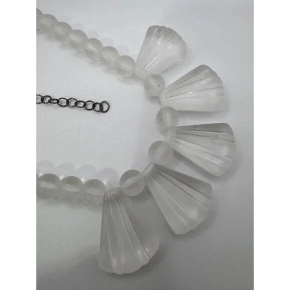 Leetie Lovendale Clear Frosted Lucite Art Deco Collar Necklace | Statement - Picture 3 of 6